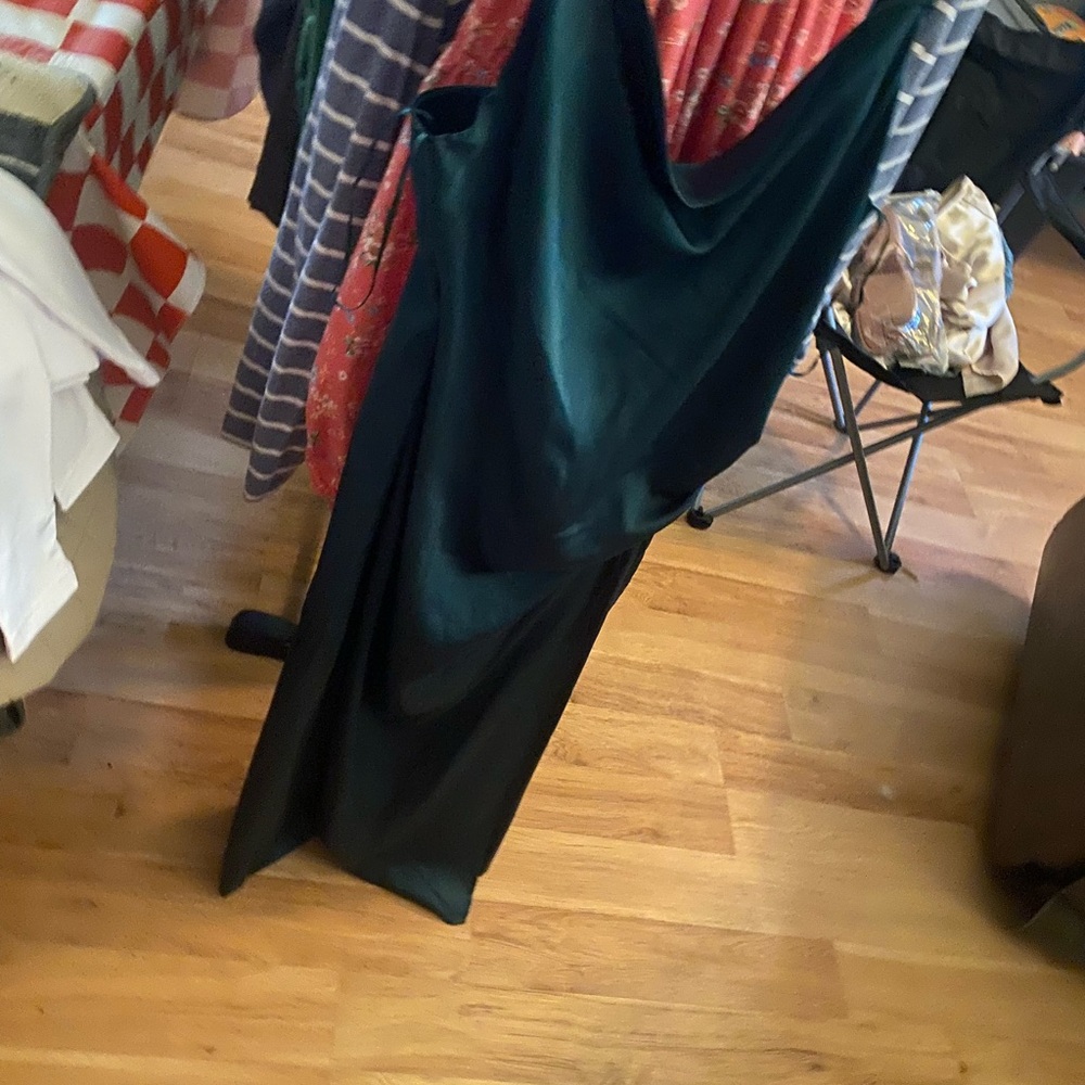 Elegant Dark Green Satin Dress